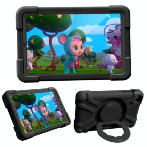 For Galaxy Tab A 8.4 (2020) T307 PC + Silicone Shockproof Combination Case with 360 Degree Rotating Holder & Handle(Black) (OEM)