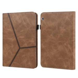 For Huawei MediaPad T5 Solid Color Embossed Striped Leather Case(Brown) (OEM)
