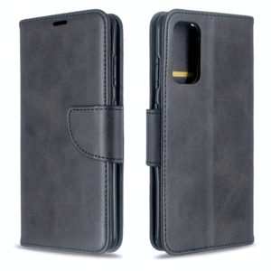 For Galaxy S20 Retro Lambskin Texture Pure Color Horizontal Flip PU Leather Case with Holder & Card Slots & Wallet & Lanyard(Black) (OEM)