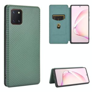 For Samsung Galaxy A81 / M60s / Note 10 Lite Carbon Fiber Texture Horizontal Flip TPU + PC + PU Leather Case with Rope & Card Slot(Green) (OEM)