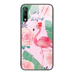 For Honor 9X Colorful Painted Glass Phone Case(Flamingo) (OEM)