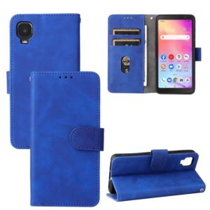 For TCL A3X Solid Color Skin Feel Magnetic Buckle Horizontal Flip Calf Texture PU Phone Case(Blue) (OEM)