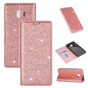 For Samsung Galaxy J4 (2018) Ultrathin Glitter Magnetic Horizontal Flip Leather Case with Holder & Card Slots(Rose Gold) (OEM)