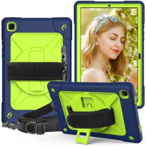 For Samsung Galaxy Tab A7 10.4 (2020) T500/T505 Contrast Color Robot Shockproof Silicone + PC Protective Case with Holder(Navy Blue Yellow Green) (OEM)