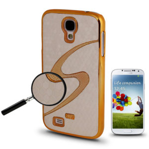 Golden S Line Honeycomb Texture Plastic Case for Samsung Galaxy S IV / i9500 (Beige) (OEM)