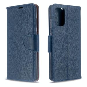 For Galaxy S20 Ultra Litchi Texture Pure Color Horizontal Flip PU Leather Case with Holder & Card Slots & Wallet & Lanyard(Dark Blue) (OEM)