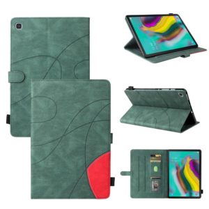 For Samsung Galaxy Tab S5e T720 Dual-color Splicing Horizontal Flip PU Leather Case with Holder & Card Slots & Sleep / Wake-up Function(Green) (OEM)