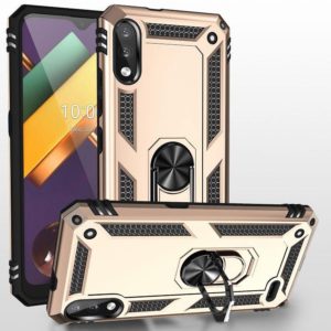 For LG K22 Shockproof TPU + PC Protective Case with 360 Degree Rotating Holder(Gold) (OEM)