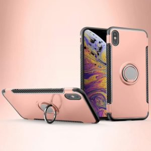 For iPhone XS Max Magnetic 360 Degrees Rotation Ring Armor Protective Case(Rose Gold) (OEM)