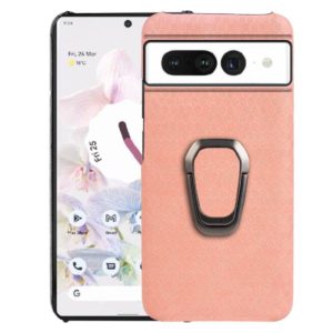For Google Pixel 7 Pro Ring Holder Honeycomb PU Skin Phone Case(Pink) (OEM)