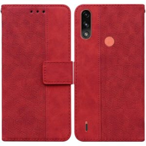 For Motorola Moto E7 Power/E7i Power Geometric Embossed Leather Phone Case(Red) (OEM)