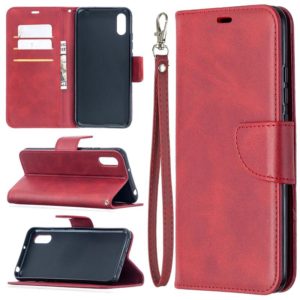 For Xiaomi Redmi 9A Retro Lambskin Texture Pure Color Horizontal Flip PU Leather Case with Holder & Card Slots & Wallet & Lanyard(Red) (OEM)