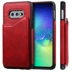 For Galaxy S10e Shockproof Calf Texture Protective Case with Holder & Card Slots & Frame(Red) (OEM)