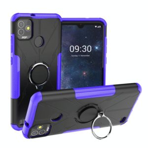 For Tecno Pop 5P Armor Bear Shockproof PC + TPU Phone Case with Ring Holder(Purple) (OEM)