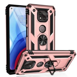 For Motorola Moto G Power (2021) Shockproof TPU + PC Protective Case with 360 Degree Rotating Holder(Rose Gold) (OEM)