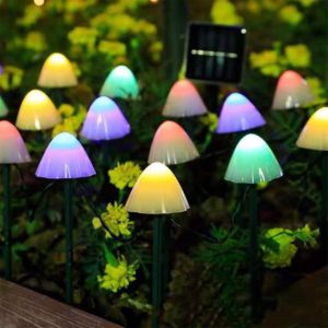 5m 20 LEDs Solar Mushroom Lawn Light Outdoor Waterproof Garden Villa Landscape Decorative String Lights(Colorful Light) (OEM)