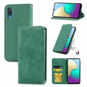 For Samsung Galaxy A02 Retro Skin Feel Business Magnetic Horizontal Flip Leather Case with Holder & Card Slots & Wallet & Photo Frame(Green) (OEM)