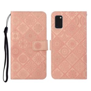 For Samsung Galaxy A41 Ethnic Style Embossed Pattern Horizontal Flip Leather Case with Holder & Card Slots & Wallet & Lanyard(Pink) (OEM)