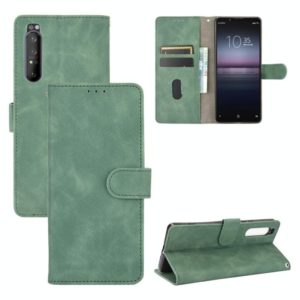 For Sony Xperia 1 II Solid Color Skin Feel Magnetic Buckle Horizontal Flip Calf Texture PU Leather Case with Holder & Card Slots & Wallet(Green) (OEM)