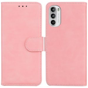 For Motorola Moto G62 5G Skin Feel Pure Color Flip Leather Phone Case(Pink) (OEM)