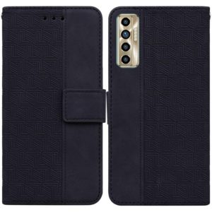 For Tecno Camon 17P Geometric Embossed Leather Phone Case(Black) (OEM)