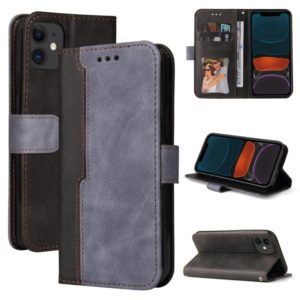 For iPhone 11 Pro Max Business Stitching-Color Horizontal Flip PU Leather Case with Holder & Card Slots & Photo Frame (Gray) (OEM)