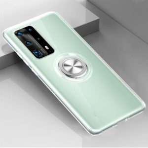 For Huawei P40 Pro Ultra-thin TPU Protective Case with 360 Degree Rotation Holder(Transparent) (OEM)