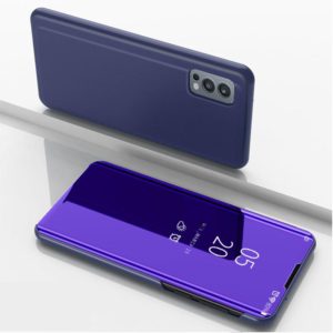 Plated Mirror Horizontal Flip Leather Case with Holder For OnePlus Nord 2 5G(Purple Blue) (OEM)