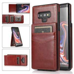 For Samsung Galaxy Note9 Solid Color PC + TPU Protective Case with Holder & Card Slots(Brown) (OEM)