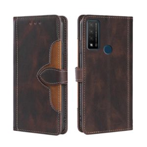 For TCL 20R 5G / Bremen / 20AX 5G Skin Feel Straw Hat Magnetic Buckle Leather Phone Case(Brown) (OEM)