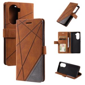 For Honor 60 Skin Feel Splicing Leather Phone Case(Brown) (OEM)