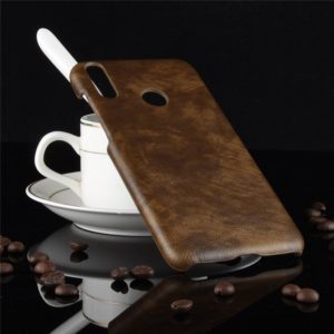 Shockproof Litchi Texture PC + PU Case for Huawei Y7 (2019) (Brown) (OEM)