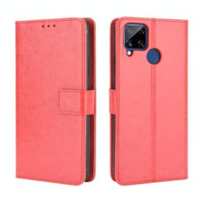 For OPPO Realme C15 Retro Crazy Horse Texture Horizontal Flip Leather Case with Holder & Card Slots & Photo Frame(Red) (OEM)