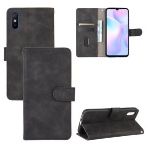 For Xiaomi Redmi 9A Solid Color Skin Feel Magnetic Buckle Horizontal Flip Calf Texture PU Leather Case with Holder & Card Slots & Wallet(Black) (OEM)