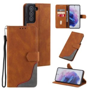 Three-color Stitching Calf Texture Horizontal Flip Leather Case with Holder & Card Slots & Wallet For Samsung Galaxy S21 5G(Brown) (OEM)