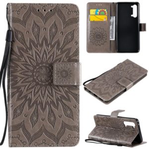For OPPO Find X2 Lite / Reno3 5G Sun Embossing Pattern Horizontal Flip Leather Case with Card Slot & Holder & Wallet & Lanyard(Grey) (OEM)