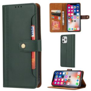 For iPhone 12 / 12 Pro Calf Texture Double Fold Clasp Horizontal Flip Leather Case with Photo Frame & Holder & Card Slots & Wallet(Emerald) (OEM)
