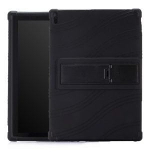 For Lenovo Tab E10 Tablet PC Silicone Protective Case with Invisible Bracket(Black) (OEM)