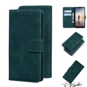 For Huawei P20 lite Skin Feel Pure Color Flip Leather Phone Case(Green) (OEM)