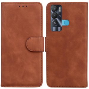 For Tecno Pova Neo LE6 Skin Feel Pure Color Flip Leather Phone Case(Brown) (OEM)