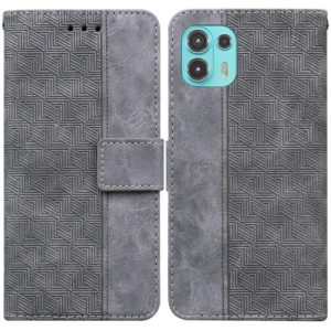 For Motorola Moto Edge 20 Lite/20 Fusion Geometric Embossed Leather Phone Case(Grey) (OEM)