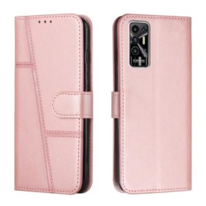 For Tecno Pova 2 Stitching Calf Texture Buckle Leather Phone Case(Pink) (OEM)
