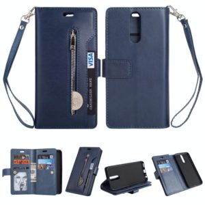 For Huawei Mate 10 Lite / Maimang 6 Multifunctional Zipper Horizontal Flip Leather Case with Holder & Wallet & 9 Card Slots & Lanyard(Blue) (OEM)