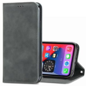 For iPhone 12 / 12 Pro Retro Skin Feel Business Magnetic Horizontal Flip Leather Case with Holder & Card Slots & Wallet & Photo Frame(Gray) (OEM)