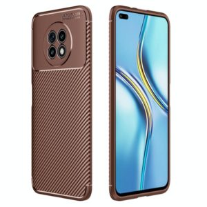 Carbon Fiber Texture Shockproof TPU Case For Honor X20(Brown) (OEM)