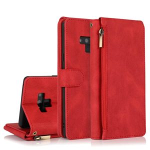 For Samsung Galaxy Note9 Skin-feel Crazy Horse Texture Zipper Wallet Bag Horizontal Flip Leather Case with Holder & Card Slots & Wallet & Lanyard(Red) (OEM)