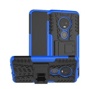 Tire Texture TPU+PC Shockproof Case for Motorola G7, with Holder (Blue) (OEM)