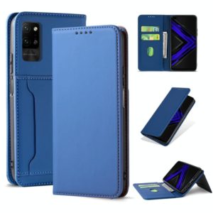 For Huawei Honor Play 4 Pro Strong Magnetism Liquid Feel Horizontal Flip Leather Case with Holder & Card Slots & Wallet(Blue) (OEM)