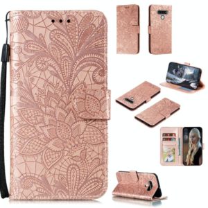 For LG Q Stylo 6 Lace Flower Horizontal Flip Leather Case with Holder & Card Slots & Wallet & Photo Frame(Rose Gold) (OEM)