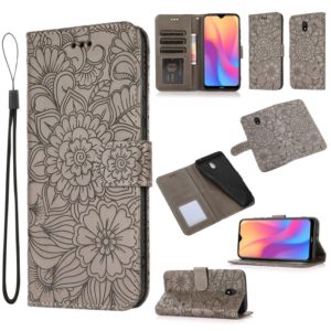 For Xiaomi Redmi 8A Skin Feel Embossed Sunflower Horizontal Flip Leather Case with Holder & Card Slots & Wallet & Lanyard(Grey) (OEM)